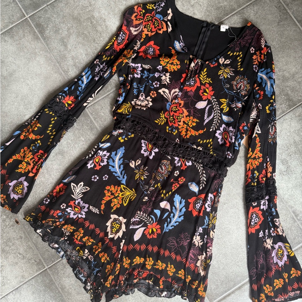 Floral Black Romper